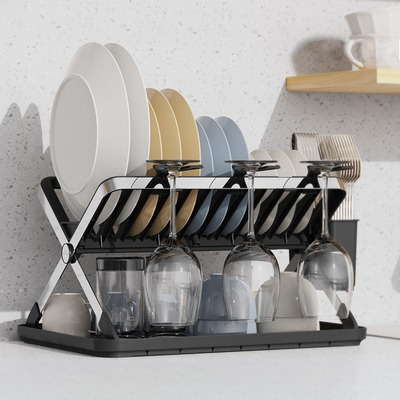 Buy Foldable Kitchen Dish Rack Sustainable Metal Wire Utensil Holder for Storage and Drying online manufacture