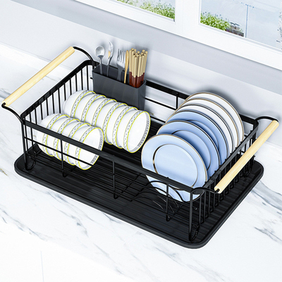 Buy Multifunctional Bamboo Steel Dish Drainer Basket  , Kitchen Plate Rack online manufacture