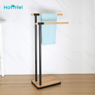 Buy Modern Matt Black Bathroom Towel Holder , Metal Free Standing Towel Rack online manufacture