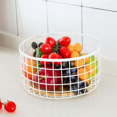 Buy Wood Handle Iron Wire Fruit And Vegetable Basket For Modern Kitchen Organization online manufacture
