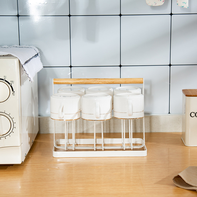 Buy Kitchen Storage Holders Cup Drying Rack Stand With 6 Hooks Standing Type online manufacture