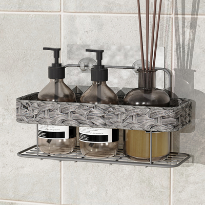 Buy No Drilling Bathroom Storage Solution Wall Mounted Woven Basket Iron Wire Shower Caddy online manufacture