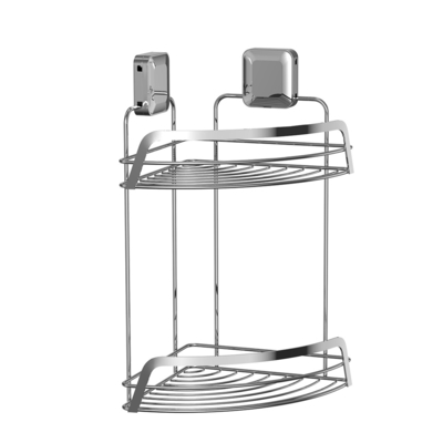 Buy Bathroom Organizer Suction Cup Iron Wire Corner Rack Stainless Steel Shower Caddy 2 Tiers online manufacture