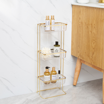 Buy Standing Metal Corner Shelf Bathroom Caddy 3 Tiers Convenient Modern online manufacture