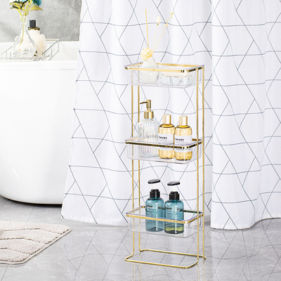 Buy Storage 3 Tiers Standing Type Bathroom Rack Shower Caddy with Stainless Steel Organizer online manufacture