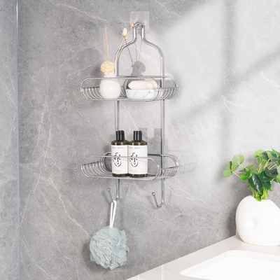 Buy 2 Tiers Bathroom Organizer Small Hanging Shower Caddy Stainless Steel online manufacture