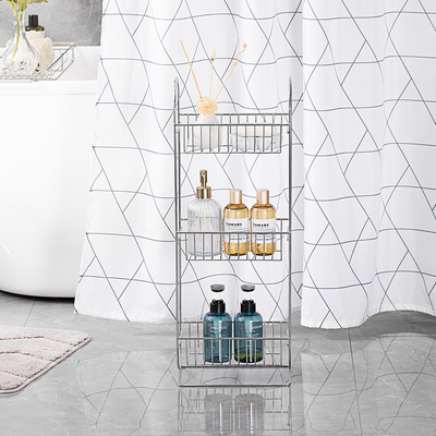 Buy Chrome Finishing 3 Tiers Bathroom Shower Caddy Standing Type Stainless Steel online manufacture