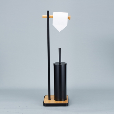 Buy Multifunctional Bamboo Toilet Brush and Paper Roll Holder Set OEM ODM online manufacture