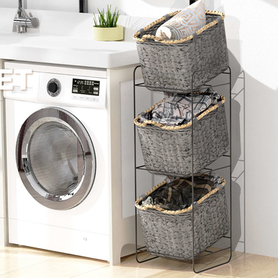 Buy 3 Tiers Japanese Bathroom Organizer Storage Rack With Woven Baskets online manufacture