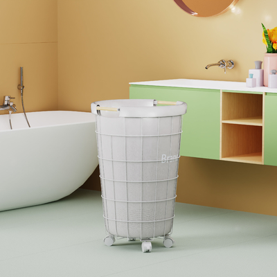 Buy Household Wire Laundry Hamper With Wheels Metal Clothes Hamper 400x419x583mm online manufacture