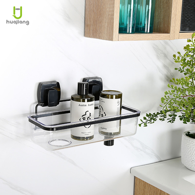 Buy Space-Saving Wall Mounted Bathroom Storage Rack With Black Iron Wire And Suction Cups online manufacture