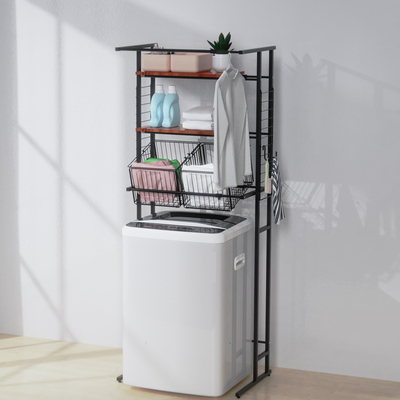 Buy Pull Out Expandable Laundry Room Shelf Over Washing Machine Storage Rack 3-Tier Shelving Units With Rod online manufacture