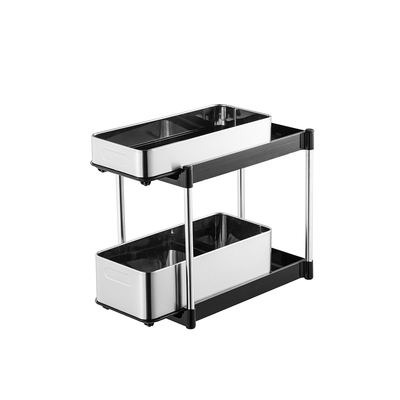 Buy Under Sink Kitchen Storage Rack Clutter-Free 2 Tiers Stainless Steel Kitchen Rack online manufacture