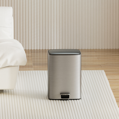 Buy Stainless Steel Pedal Trash Can 18L Capacity Soft Close Stylish Household Waste Bin rounded rectangle trash can online manufacture