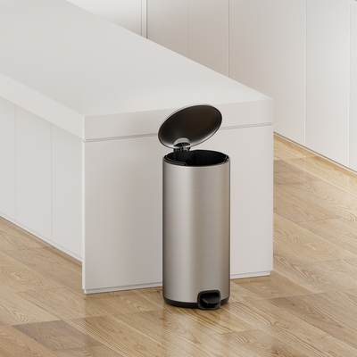 Buy 30L Stainless Steel Thin Lid Pedal Trash Bin For Household Kitchen Bathroom Soft Close Round Metal Waste Bin Dustbin online manufacture