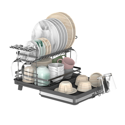 Buy Floor Type 2 Tiers Big Capacity Collapsible Multifunctional Foldable Dish Rack Dish Drainer Board for Dish and Bowl online manufacture