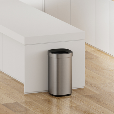 Buy 30L Stainless Steel Waste Bin Household Open Top Big Capacity Trash Can with Rectangular Design and Durable Construction online manufacture