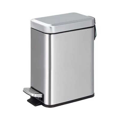 Buy Rectangular 5L Stainless Steel Trash Bin Rolling Cover Type and Foot Pedal for Bathroom online manufacture