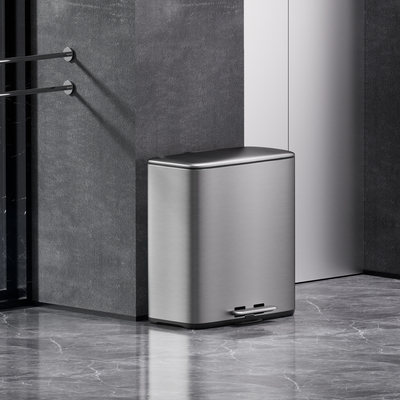 Buy 28L*2 Stainless Steel 2 Compartments trash can Household Kitchen Recycle Bin with Removable Inner Buckets online manufacture