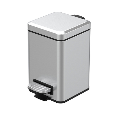 Buy 5L Square Foot Pedal Waste Bin Stainless Steel Trash Can Metal Garbage Can for Office Hotel Home Customized online manufacture