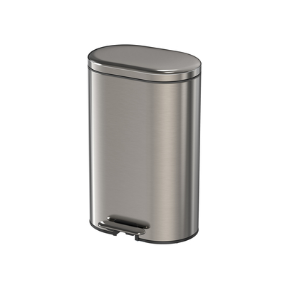 Buy Stainless Steel rounded rectangle trash can Foot Pedal Big Capacity Rolling Cover Waste Bin for Household Bathroom Kitchen Garbage Can online manufacture