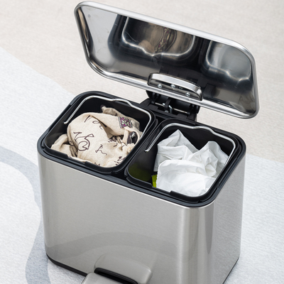 Buy 2 Compartment Household Bathroom Stainless Steel Pedal Bin Trash Bin 3L*2 Recycle Trash Can for Indoor Places and Recycle online manufacture