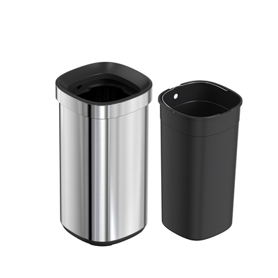 Buy Stainless Steel Wormhole Series Household SS Rectangle Trash Bin Without Lid Waste Bin Trash Can Customer Logo online manufacture