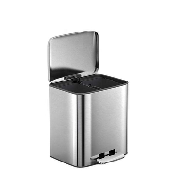 Buy 11.5L*2 Stainless Steel Soft Close Square Pedal Trash Bin for Living Room and Office Silver Foot Pedal Structure Design online manufacture