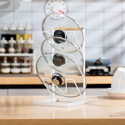 Buy Kitchen Organiser 3 Tier Kitchen Cookware Cover Shelf Metal Multifunctional Pot Cover Rack Storage Holder online manufacture