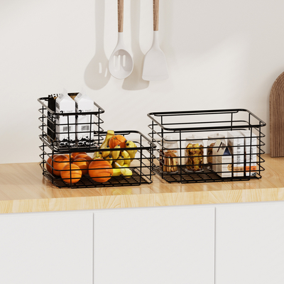 Buy Household Storage Baskets For Home Cabinet Pantry Closet Kitchen Fridge Fruit Makeup Metal Wire Basket online manufacture