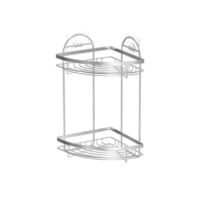 Buy 2 Tiers Easy Install No-Drilling Wall-Mounted Shower Caddy Space-Saving Stainless Steel Corner Rack For Bathroom online manufacture