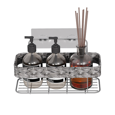 Buy No Drilling Wall Mounted Bathroom Storage Rack WOVEN BASKET IRON WIRE Organizer PS Box Shower Caddy online manufacture