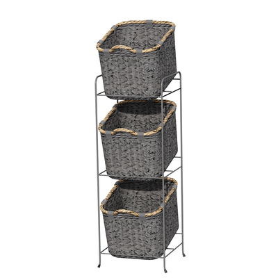 Buy 3 Tiers Free Standing Bathroom Storage Rack WOVEN BASKET IRON WIRE Organizer Shower Caddy online manufacture