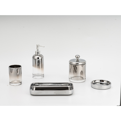 Buy Silver Color Stylish Glass Soap Dispenser Foam Dispenser Toothbrush Holder Bathroom Accessories Set online manufacture