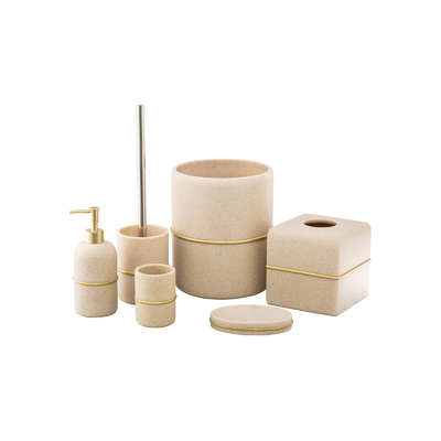 Buy Gold Stripe Style Resin Soap Foam Dispenser Toothbrush Holder Bathroom Accessories online manufacture