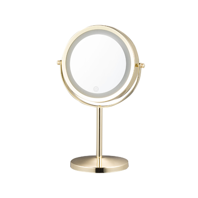 Buy Round Metal Standing Makeup Mirror With Led Lights online manufacture
