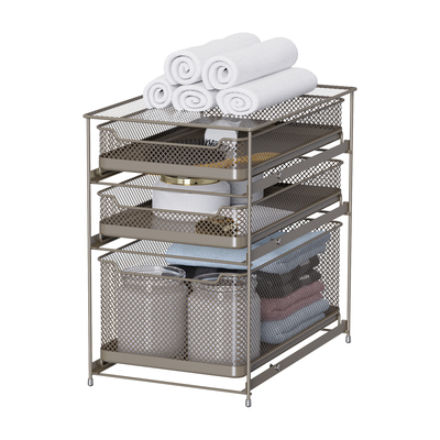 Buy Sustainable Multifunctional Stackable Metal Wire Storage Basket Under Sink Organizer Sliding Basket online manufacture