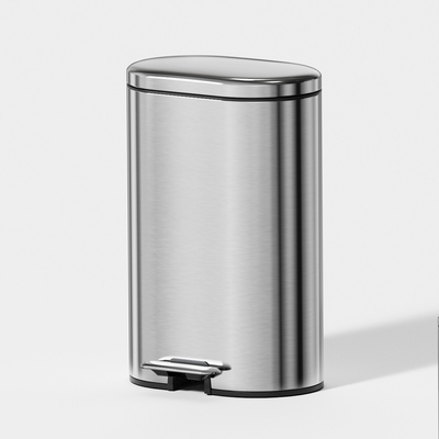 Buy rounded rectangle trash can Stainless Steel Rolling Cover Step Pedal Trash Bin for kitche bathroom Office 6L 12L 30L 50L online manufacture