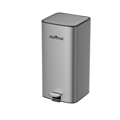 Buy Silver 28L Stainless Steel Soft Close Square Pedal Trash Bin For Living Room Office Style Rolling Cover Type online manufacture