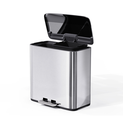 Buy 28L*2 Stainless Steel Soft Close Square Pedal Trash Bin for Home Office Living Room Recycle Trash Can online manufacture