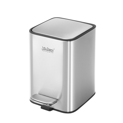 Buy Soft Close Rectangle Trash Bin 18L Capacity Stainless Steel Silver Pedal Trash Can For Bathroom online manufacture