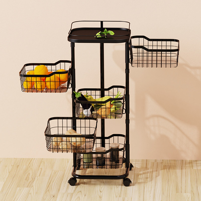 3 4 5 Tiers Adjustable Rotating Storage Trolley Cart for Kitchen Bathroom Storage