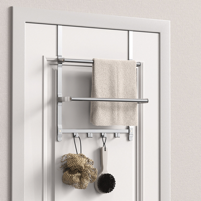 Stainless Steel Over Door Towel Rack With Versatile Functionality 38.5*14.9*48.2cm