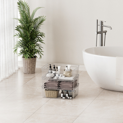 Stackable Stainless Steel Wire Basket Household Organizer 510x370x240mm