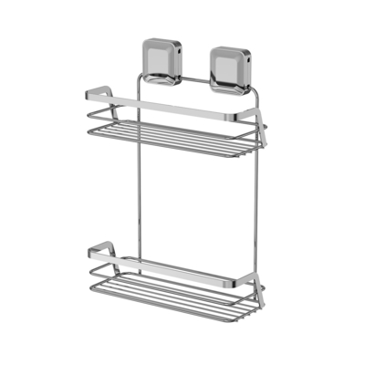 Stainless Steel Bathroom Shower Caddy , Double Layer Suction Cup Tray Rack