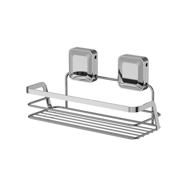 Single Tier Bathroom Shower Caddy Wall Mounted with Suction Cup and Iron Wire Rack