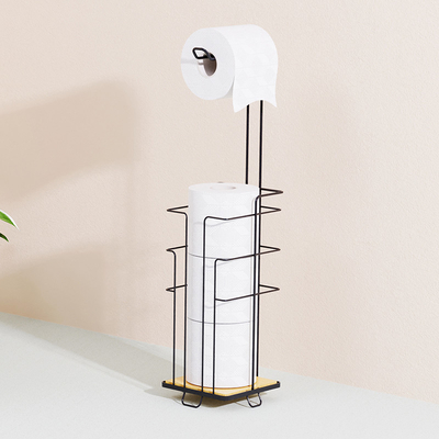 Bathroom Metal Vertical Standing Toilet Tissue Paper Roll Storage Shelf 14.5*14.5*68cm