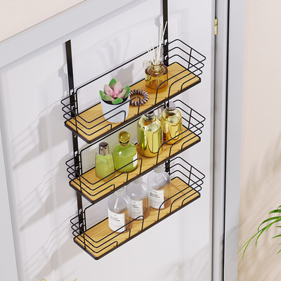 2 Layers Metal Bathroom Towel Hook Rack Over Door Hanging Organizer Multifunction
