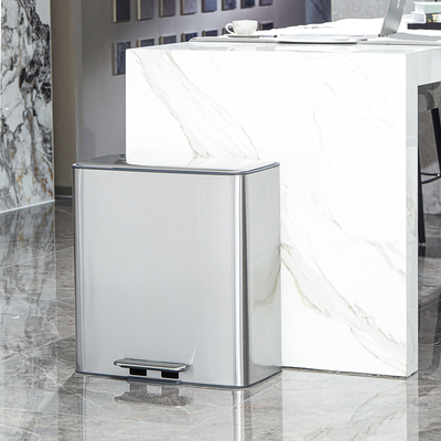 Home Kitchen Stainless Steel Foot Pedal Waste Bin 56L Capacity Soft Close Inner Bucket