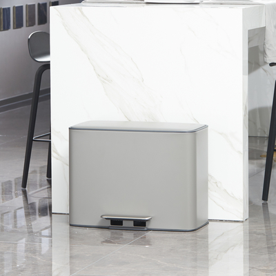 Rectangular Foot Operated Trash Can With Inner Bucket , Home Kitchen Step Trash Can